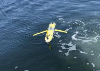 A Skidaway Institute glider named “Angus” begins a mission. Photo credit: Kim Donoghue